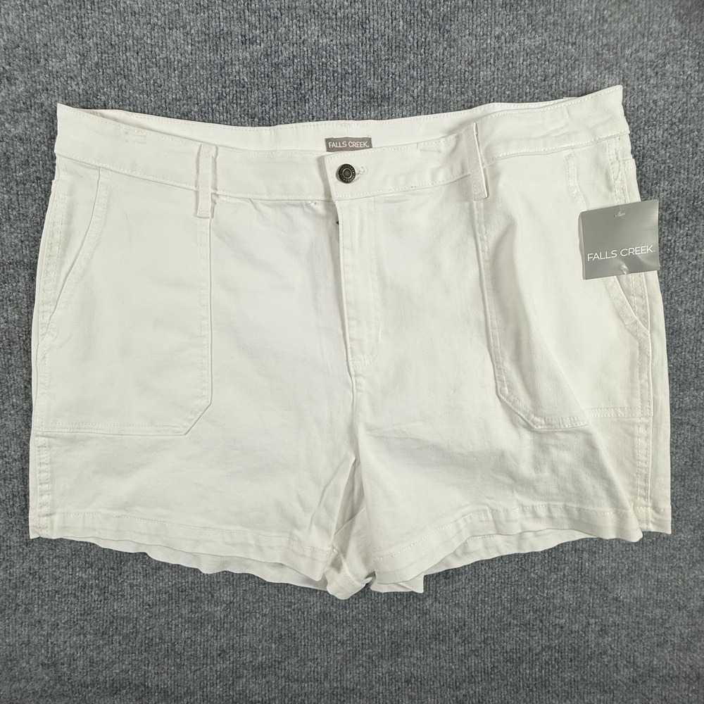 Falls Creek Shorts Womens 22 White Casual Stretch Pockets Summer Cotton Spandex